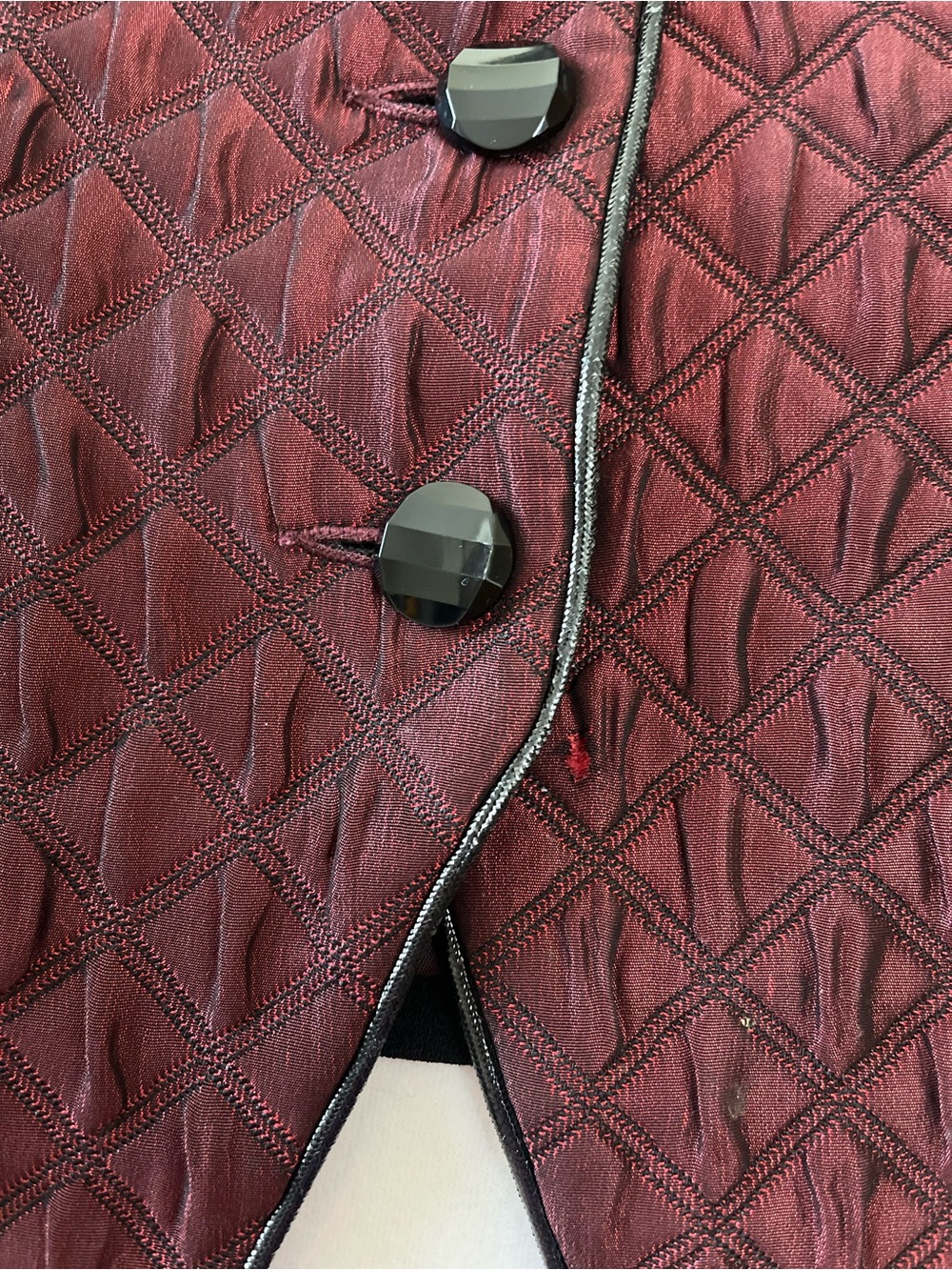 Vintage Mary McFadden Quilted Burgundy Vest Black Tie Formal Suit - Picture 13 of 15